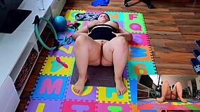 Huge Natural Tits and Fat Curvy Milf Spreads Hairy Pussy Beaver During Nude Yoga Workout