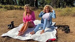 Two Milfs Lure Hiker For Outdoor Blowjob Creampie Fuck