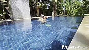 Hot Homemade Couple Teases Poolside Kissing Stripping Topless Before Cock Play And Naughty Swim