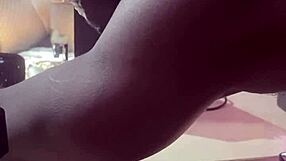 black milf slut rides huge pussy machine squirting wildly in homemade action