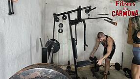 Home workout hides squats on throbbing cock