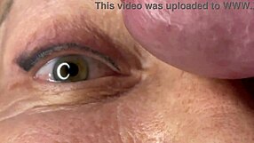Mature Cougar Takes Face Fucking, Huge Cum Load Covers Her Eyes and Face!