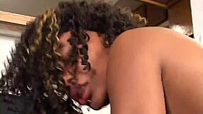 afro ebony gets licked balls deep in hair pie