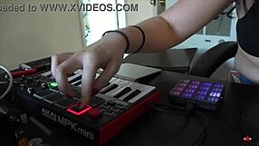brunette nerd femdom dances barefoot playing with toes