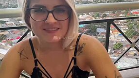 neighbor huge cock bareback anal hotel balcony red sheer fills ass cum red
