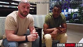 wife pounded by big black cock and white guys right in front of watching cuck husband