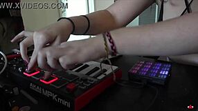 brunette nerd femdom dances barefoot playing with toes