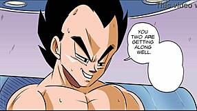 Blonde big tits milf in comic threesome creampied by Vegeta's monster interracial cock rough