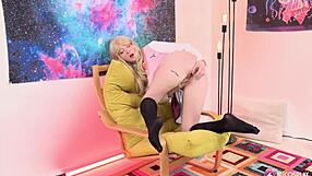 blonde fuck doll crystal white moans slamming glass dildo deep!