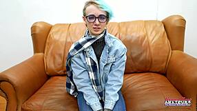 slim blonde coed raven plays with toys and squirts