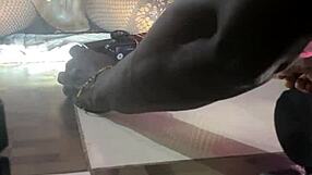 black milf slut rides huge pussy machine squirting wildly in homemade action