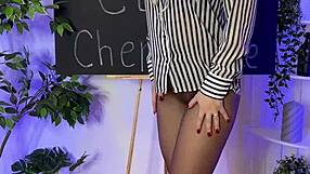 wanna see this sexy mature teacher dancing in sheer brown pantyhose at the club?