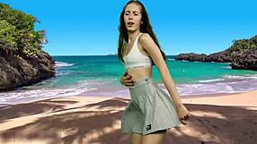 No panties on her watch wind blow skirt up pussy flash!