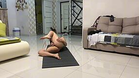 does angie eliffs tiny tits crave pussy play after steamy yoga?