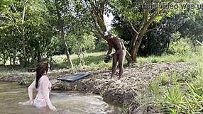albina rides stranger's huge cock raw outdoors after his jerk-off
