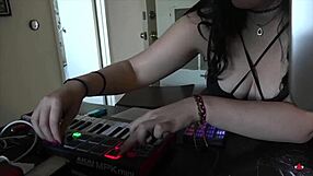 brunette nerd femdom dances barefoot playing with toes