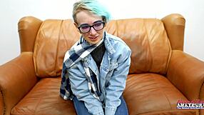 slim blonde coed raven plays with toys and squirts