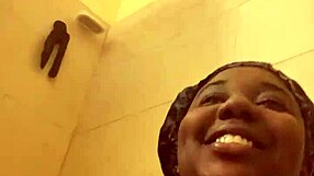 young ebony shower quickie gaping wet pussy backstage tease!