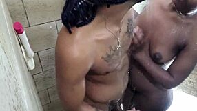 joao gets naughty in the shower with nicoly carioca's juicy ebony curves