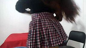 Sexy Latina Student Skips Class in Lingerie Uniform, Dances Submissively with Huge Legs and Ass