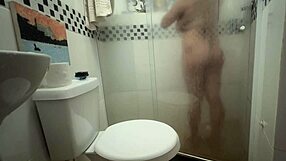 hubby clueless as huge cock fucks me hard in the bathroom