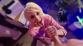short hair blonde milf couple homemade pov sucks big cock deep before cumshot facial
