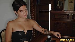 valkiria lapiedra sucks cock and fucks bent over chess table natural hooters juggle in orgasm