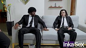 Vicent and Jules Double Anal Pound Mia Wallace's Big Ass in Pulp Fiction Parody