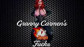 Granny Pixie squirts hard cumming with dildo help from her fat friend