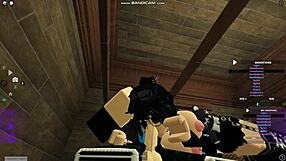Emo Roblox chick pounded hard on bed!