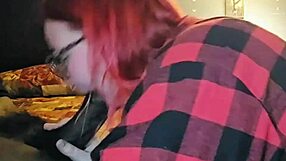 Redhead Aubrey Bigbabe Slobbers Deep on Fat Black Cock Sloppy Style!