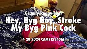 Granny Peggy Sue Demands Big Boy Strokes Her Giant Pink Cock Vigorously