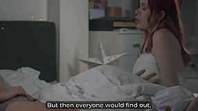 Stepdaughter sneaks into bed begging daddy to teach cock riding skills