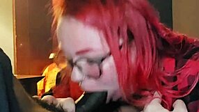 Redhead Aubrey Bigbabe Slobbers Deep on Fat Black Cock Sloppy Style!