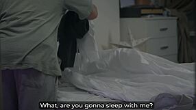 Stepdaughter sneaks into bed begging daddy to teach cock riding skills