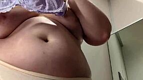 Chubby Brunette Tries Wrong Bra Size In Dressing Room Saggy Tits Spill