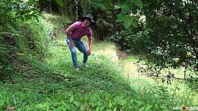 A naive girl next door tricked by stranger bends over for deep doggystyle pounding outdoors