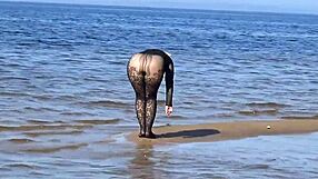 Black style flashing on the beach