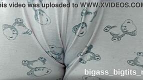 Camel toe in pajamas shows off big curves