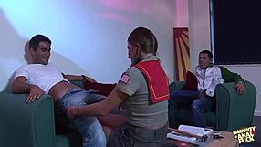 Super sexy girl scout's huge tits get dp'd by two guys 😍🍑