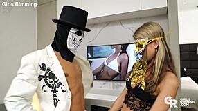 Girlsrimming halloween rimjob party with gina gerson