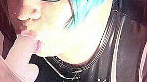 Watch sissy shemale gag sloppy on nasty dick in fishnets