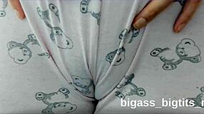 Camel toe in pajamas shows off big curves