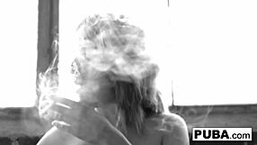 sexy ashlee graham smokes while showing natural tits