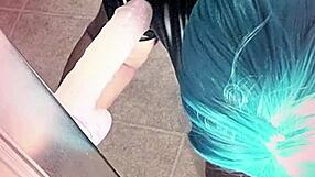 Watch sissy shemale gag sloppy on nasty dick in fishnets