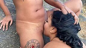 Amigas reunite at the beach and hook up publicly with some fun