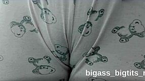 Camel toe in pajamas shows off big curves