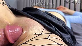 Milf pussy closeup fuck ends in dripping creampie fill