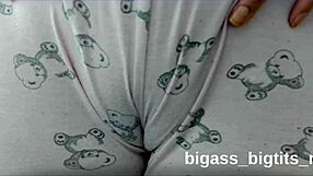 Camel toe in pajamas shows off big curves