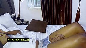 Horny babe gets pussy massaged then impaled on huge cock